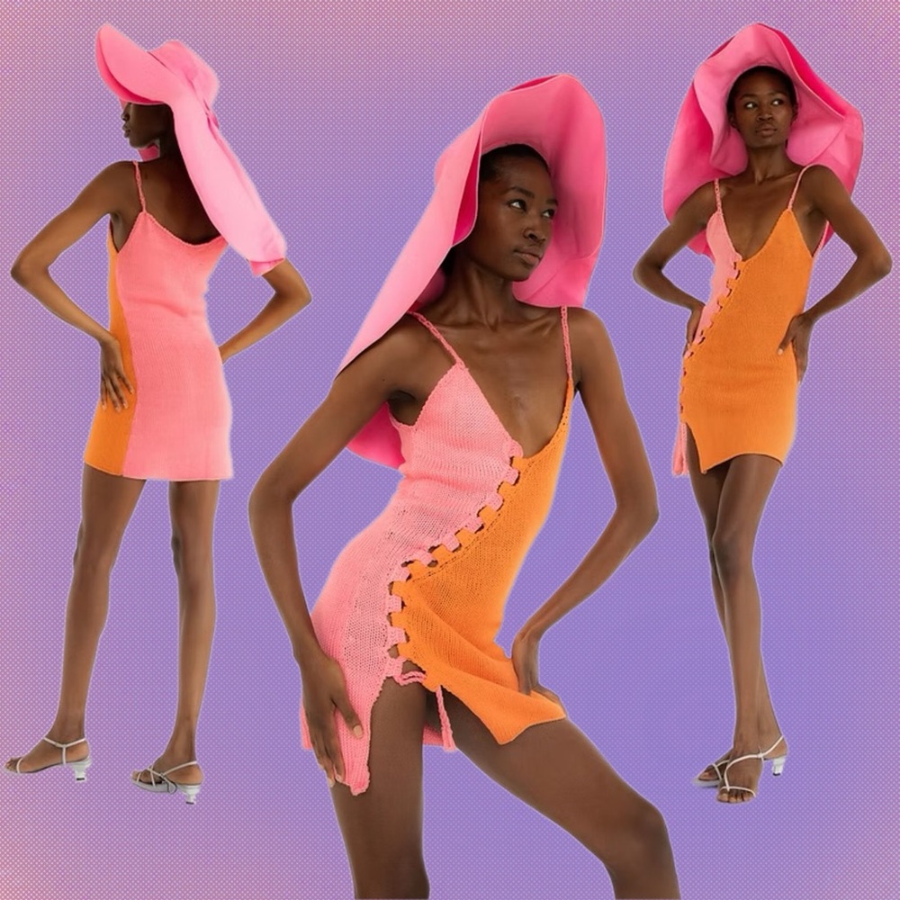 tach clothing • maribel knit dress in pink & orange xl